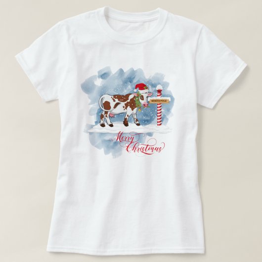 Funny Cow liebt Weihnachten Nordpol T-Shirt (Design vorne)
