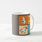 Funny Cow Lover Farm Tierischer Bauer Pop Art Kuh Kaffeetasse (VorderseiteRechts)