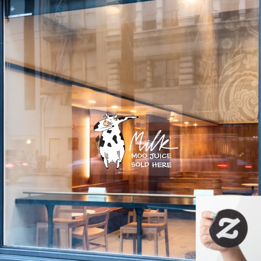 Funny Cow Milk Moo Juice verkauft hier Fensteraufkleber (Café-Fenster)