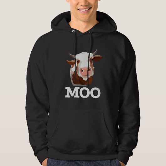 Funny Cow Moo Farm Animal Spaß Hoodie (Vorderseite)