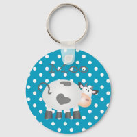 Funny Cow Moo und White Polka Dot Button Schlüssel