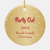 Funny Cow Mooey Weihnachten Gold Star Hintergrund Keramik Ornament (Hinten)