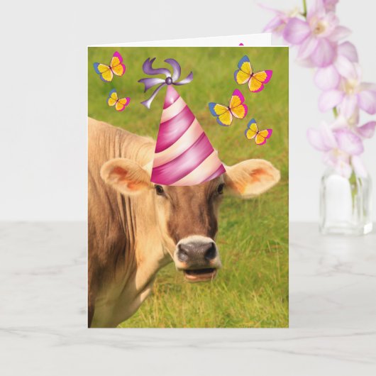 Funny Cow MOOLICIOUS Geburtstag Karte (Orchidee)