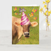 Funny Cow MOOLICIOUS Geburtstag Karte (Gelbe Blume)