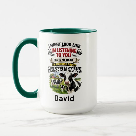 Funny Cow Mug – Thinking About Holstein Cows Tasse (Links)