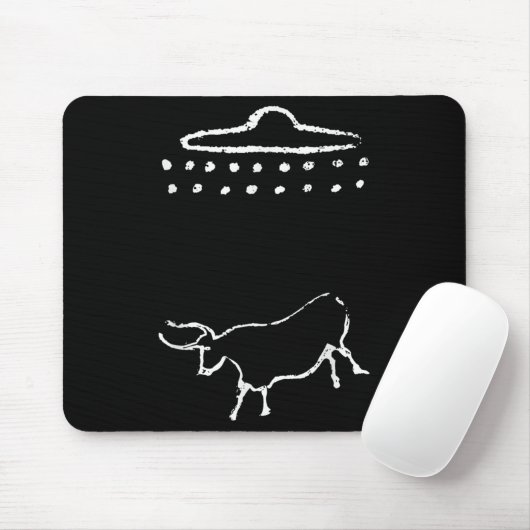 Funny Cow oder Steer Ufo Alien Alte Höhlenmalerei Mousepad (Mit Mouse)