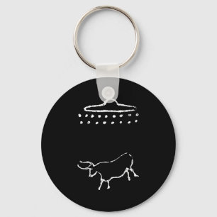 Funny Cow oder Steer Ufo Alien Alte Höhlenmalerei Schlüsselanhänger