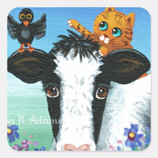 Funny Cow Orange Cat Creationarts Sticker (Vorderseite)