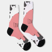 Funny Cow Pink Name Muster Socken (Rechts)