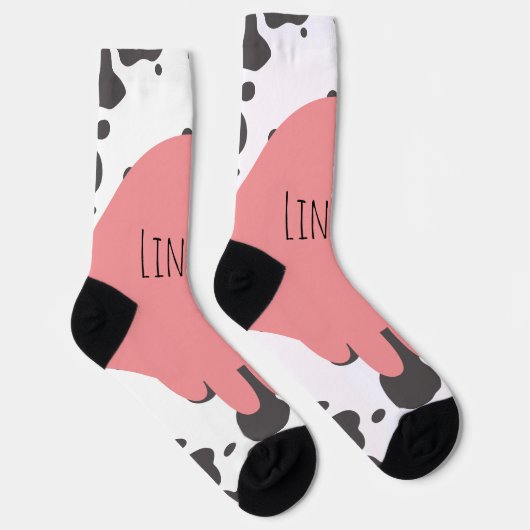 Funny Cow Pink Name Muster Socken (Rechts)