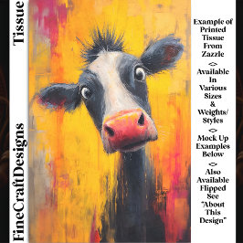 Funny Cow Portrait in Bold Colors DZ4R Decoupage Seidenpapier