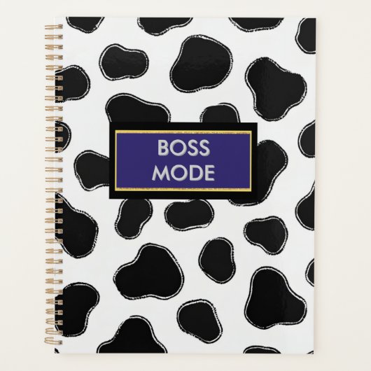 Funny Cow Print Office Essentials Boss Babe Vibe Planer (Vorderseite)