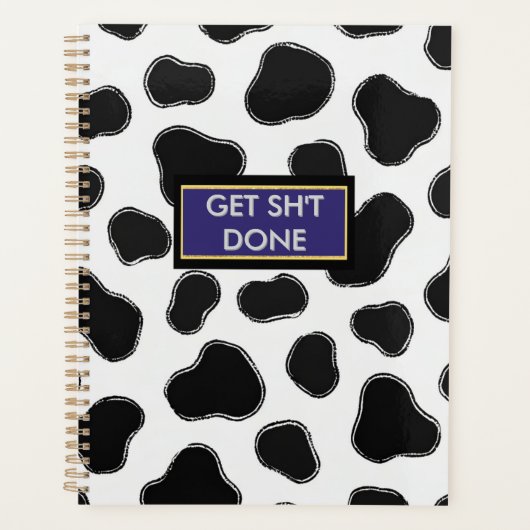 Funny Cow Print Office Essentials Boss Babe Vibe Planer (Vorderseite)