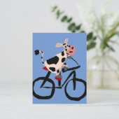 Funny Cow Reiten Fahrrad Art Postkarte (Stehend Vorderseite)