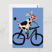 Funny Cow Reiten Fahrrad Art Postkarte (Vorne/Hinten)