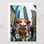 Funny Cow Selfie an der belebten City Street Einladung (Vorne/Hinten)