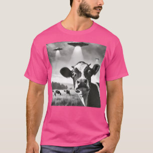 Funny Cow Selfie Ufie Alien Spaß Vintage Printmedi T-Shirt