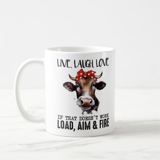Funny Cow Sprichwort Kaffeetasse (Links)