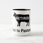 Funny Cow Theme Rentirement Spaß Rund um die Erde Zweifarbige Tasse (Mittel)