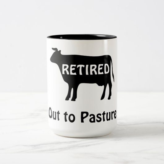 Funny Cow Theme Rentirement Spaß Rund um die Erde Zweifarbige Tasse (Mittel)