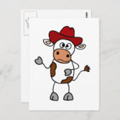 Funny Cow trägt Red Cowboy Hat Postkarte (Vorne/Hinten)