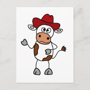 Funny Cow trägt Red Cowboy Hat Postkarte