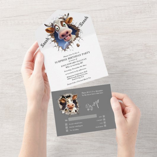 Funny Cow Überraschung Partys Dinner Tanz All In One Einladung (Abreißen)