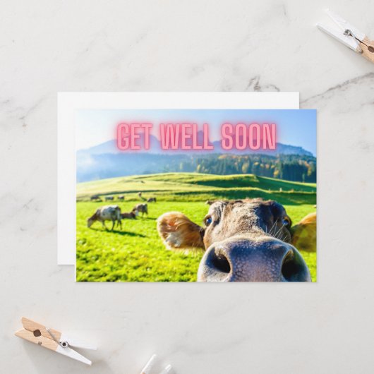 Funny Cow wird bald gut Karte (Vorderseite/Rückseite Beispiel)
