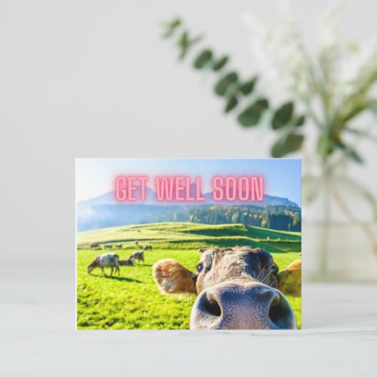 Funny Cow wird bald gut Postkarte (Stehend Vorderseite)