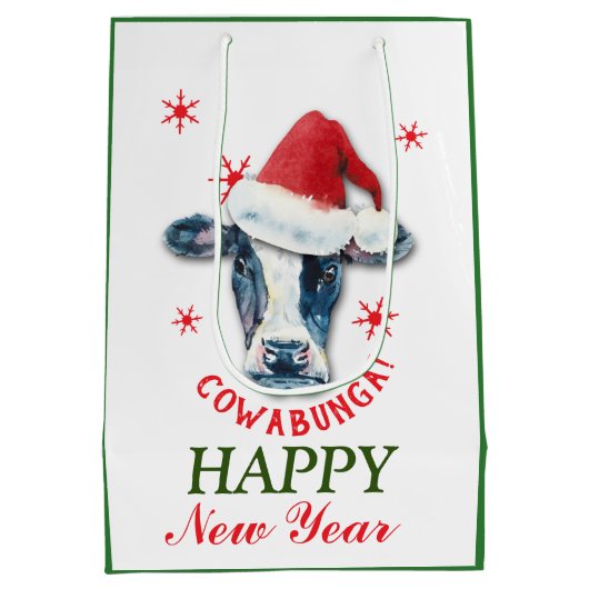 Funny Cowabunga Weihnachten Mittlere Geschenktüte (Rückseite)