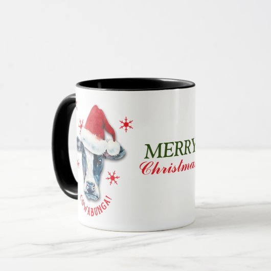 Funny Cowabunga Weihnachtskaffee Tasse (Vorderseite Links)