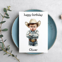 Funny Cowboy Baby Birthday Card Karte