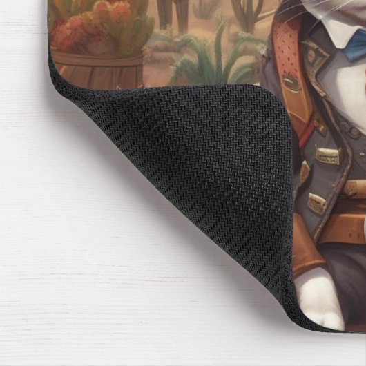 Funny Cowboy Cat auf dem Western Plains Mouse Pad Mousepad (Ecke)