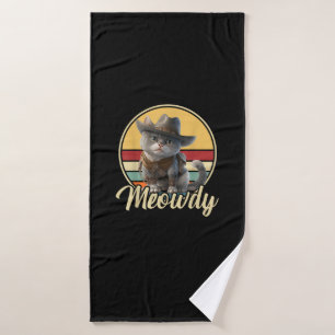 Funny Cowboy Cat Mashup Meow Howdy Kitten Lovers m Badehandtuch