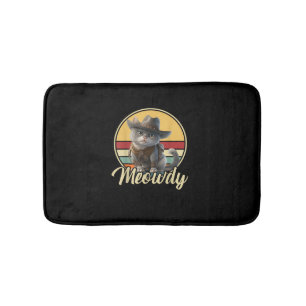 Funny Cowboy Cat Mashup Meow Howdy Kitten Lovers m Badematte