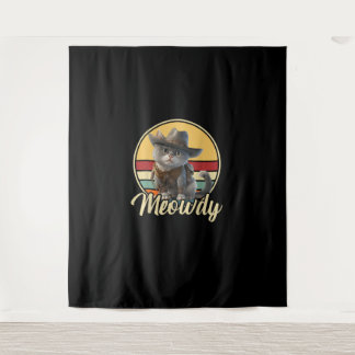 Funny Cowboy Cat Mashup Meow Howdy Kitten Lovers m Wandteppich