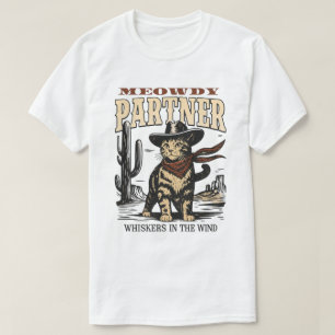 Funny Cowboy Cat - Meowdy Partner Western Cat T-Shirt