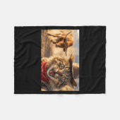 Funny Cowboy Cat Selfie With Charging Bull Western Fleecedecke (Vorderseite (Horizontal))