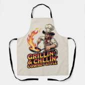Funny Cowboy Chef “GRILLIN’&CHILLIN’ COWBOY STYLE” Schürze (Vorderseite)