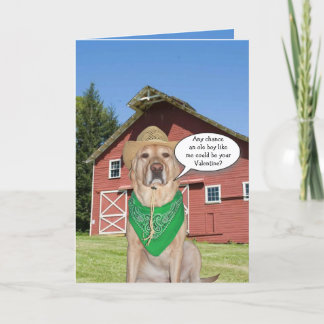 Funny Cowboy Dog/Labrador Valentine Feiertagskarte