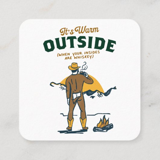 Funny Cowboy Drink Whiskey Quadratische Visitenkarte (Rückseite)