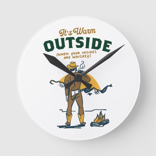 Funny Cowboy Drink Whiskey Runde Wanduhr (Vorderseite)