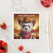 Funny Cowboy Ferret Western Style Geburtstag Serviette (Beispiel)