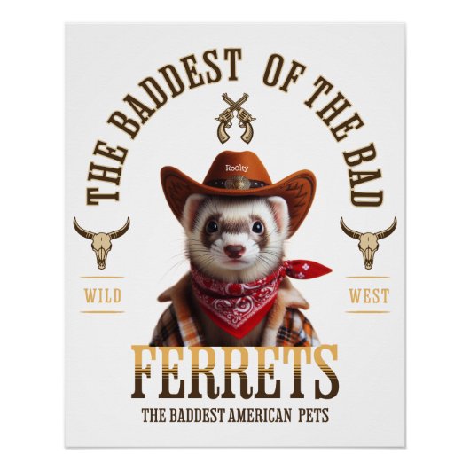 Funny Cowboy Ferret Western Style Poster (Vorderseite)