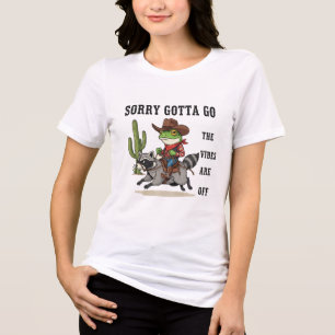 Funny Cowboy Frog T - Shirt - Raccoon Rider Retro