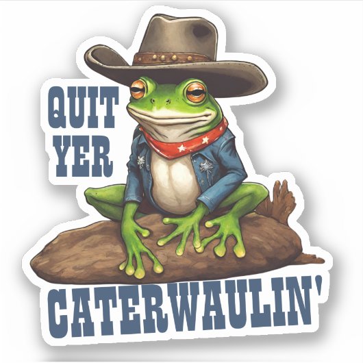 Funny Cowboy Frosch Western caterwaulin personalis Aufkleber (Vorderseite)