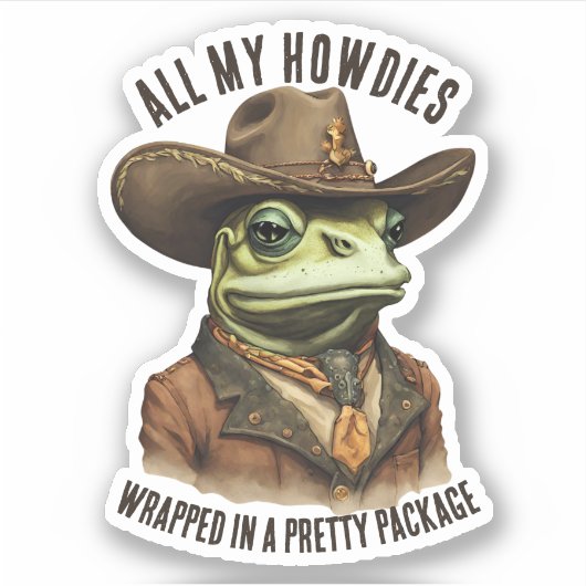 Funny Cowboy Frosch Western wie personalisiert Aufkleber (Vorderseite)