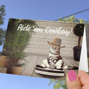 Funny Cowboy Hat Cat auf einem Vakuum Geburtstagsk Karte