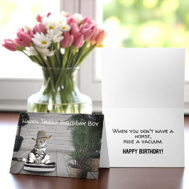 Funny Cowboy Hat Cat auf einem Vakuum Geburtstagsk Karte