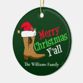 Funny Cowboy Merry Christmas Yall Custom Keramik Ornament (Links)